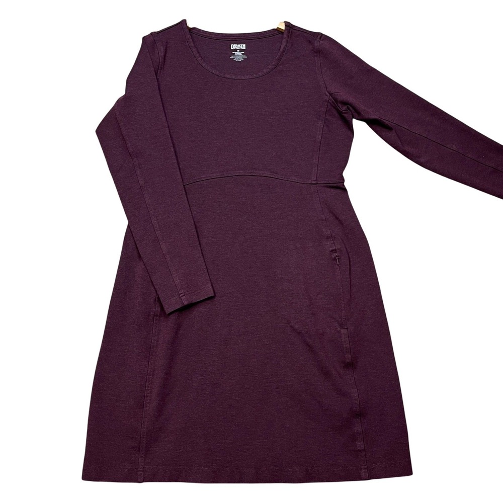 Duluth Trading Co Knit Dress Womens Medium Maroon Heathered Long Sleeve Stretch